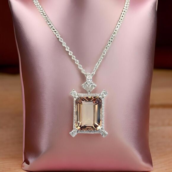 Natural Smoky Topaz Diamond Necklace 14k Gold 38.38 TCW Certified $6,250 410450 - Picture 1 of 16